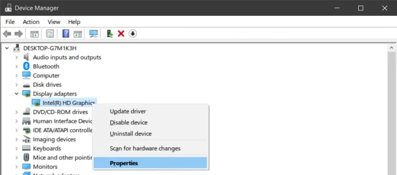 Device Properties.