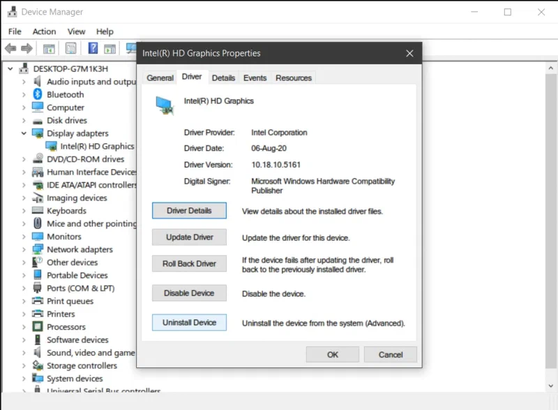 Uninstall Driver.