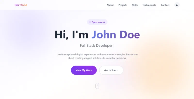 Tailwind Portfolio Homepage