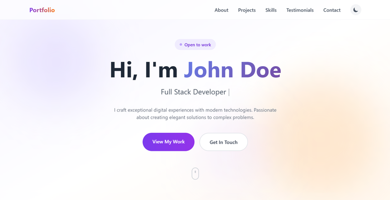 Tailwind Portfolio Homepage